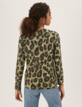Pure Cotton Animal Print Long Sleeve Top