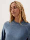 Velvet Crew Neck Long Sleeve Sweatshirt