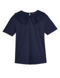 Pure Cotton Plain Peter Pan Collar Top