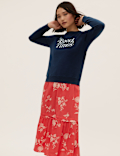 Pure Cotton Slogan Long Sleeve Sweatshirt
