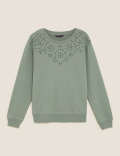Pure Cotton Embroidered Sweatshirt