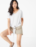 Touch V-Neck Relaxed Tie Hem Top