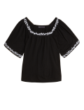 Pure Cotton Embroidered Square Neck Top