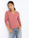 Striped V-Neck Fitted Top