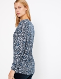 Floral Print Longline Long Sleeve Top