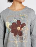 Printed Round Neck Long Sleeve Sweatshirt
