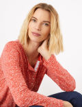 Pure Cotton Floral Henley Long Sleeve Top