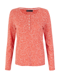 Pure Cotton Floral Henley Long Sleeve Top