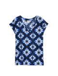 Cotton Rich V-Neck Printed Longline T-Shirt