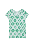Cotton Rich V-Neck Printed Longline T-Shirt