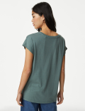 Cotton Rich V-Neck Relaxed Longline T-Shirt