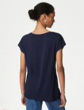 Cotton Rich V-Neck Relaxed Longline T-Shirt