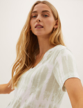 Tie Dye V-Neck Relaxed Longline T-Shirt