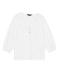 Pure Cotton Broderie Puff Sleeve Blouse