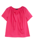 Pure Cotton Tie Neck Blouse