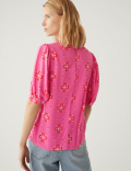 Printed Puff Sleeve Blouse