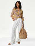 Pure Cotton Printed V-Neck Blouse