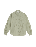 Pure Cotton Broderie Collared Shirt