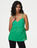 Pure Cotton V-Neck Textured Cami Top
