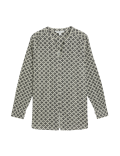 Pure Cotton Printed Textured V-Neck Shirt