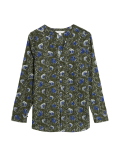 Pure Cotton Printed Textured V-Neck Shirt