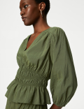 Textured Smock Detail Blouse