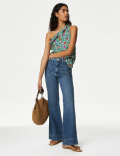 Pure Cotton Frill Detail One Shoulder Top