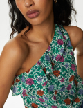 Pure Cotton Frill Detail One Shoulder Top