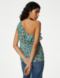 Pure Cotton Frill Detail One Shoulder Top