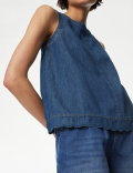 Denim Crew Neck Vest Top