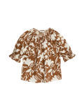 Pure Cotton Printed Shirred Detail Blouse