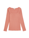 Pure Cotton Square Neck Slim Fit Top