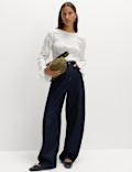 Lace Textured Crew Neck Blouse