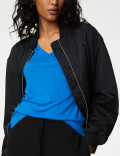 Linen Blend V-Neck Top