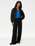 Linen Blend V-Neck Top