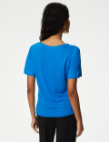Linen Blend V-Neck Top