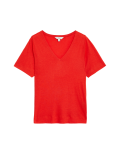 Linen Blend V-Neck Top