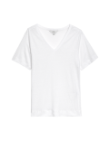 Linen Blend V-Neck Top
