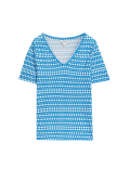 Linen Blend Printed V-Neck Top