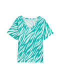 Linen Blend Printed V-Neck Top