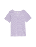 Linen Blend Striped V-Neck Top