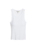 Cotton Rich Ribbed Scoop Neck Bra Vest Top