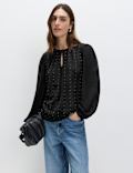 Studded Blouson Sleeve Blouse