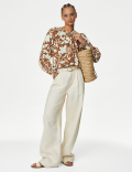Pure Cotton Printed Puff Sleeve Blouse