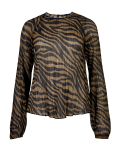 Animal Print Sheer Round Neck Blouse