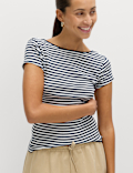 Pure Cotton Short Sleeve Scoop Back T-Shirt