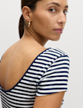 Pure Cotton Short Sleeve Scoop Back T-Shirt