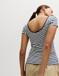 Pure Cotton Short Sleeve Scoop Back T-Shirt