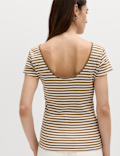 Pure Cotton Short Sleeve Scoop Back T-Shirt