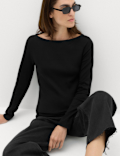 Cotton Rich Premium Slash Neck Top